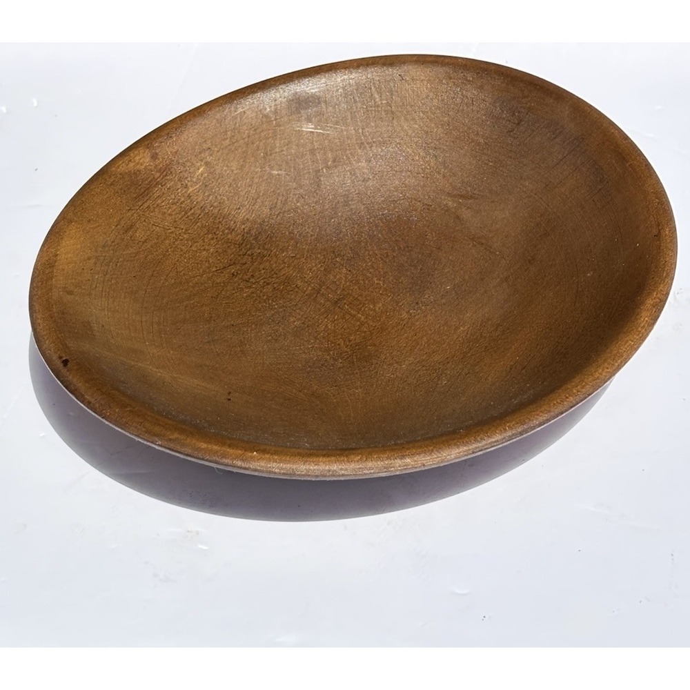 Primitive Wooden Round Bowl Farmhouse Kitchen Decor Cabin 9"